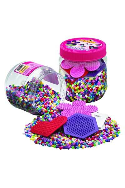 Hama Ironing Beads MIDI 4000 Beads in Jar with 3 Boards GIRLS