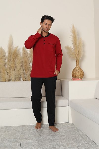FORMO Men's 100% Organic Natural Cotton High Quality Button down Long Sleeve Pajama Set
