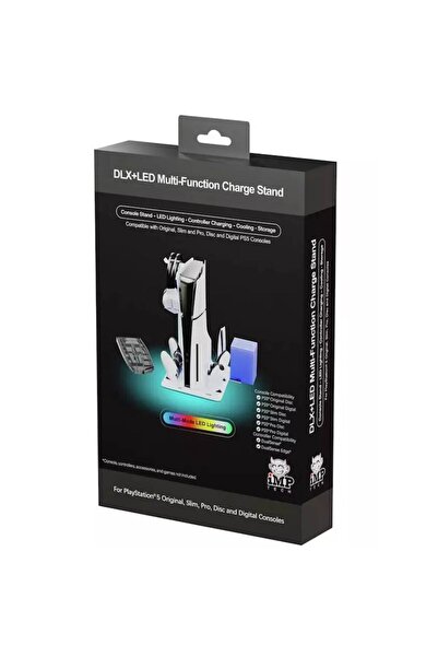 iMP Tech Multifunctional Charging and Cooling Stand DLX+LED for PlayStation 5, Gray, Compact Dimensions