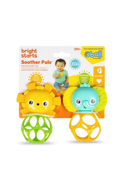 Oball Soothers Pals Easy-Grasp Teether Lion and Elephant 2-Pack