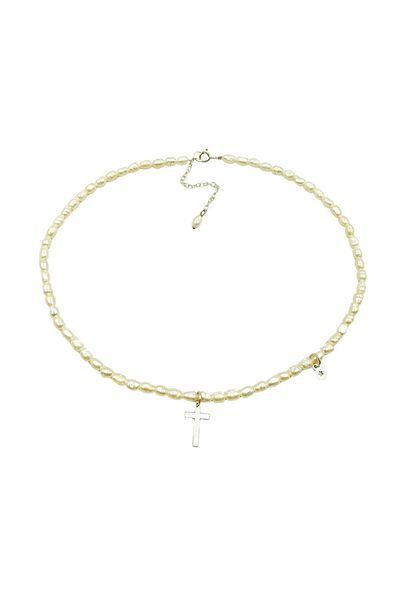 Abundo "Faith" necklace made of cultured pearls and 925 silver, 40 cm
