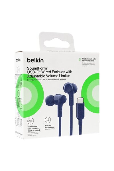 Belkin Gaming Headset USB-C, Blue, Built-in Microphone, Sweat Resistant, 10mm Drivers