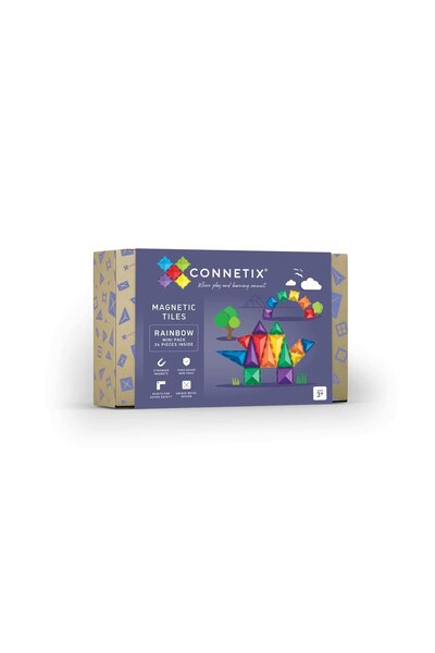 Connetix Magnetic Tiles, Rainbow Mini Pack, 24 pieces