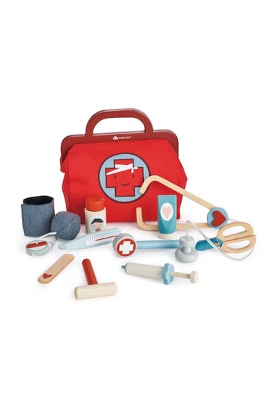 Tender Leaf Toys Doctor Bag with Wooden Accessories, Tender Leaf, 17 Pieces, ...