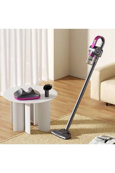 FOXMAG24 Aspirator vertical fără fir, 120W, 2 viteze, autonomie 30-45min, accesorii, negru/violet