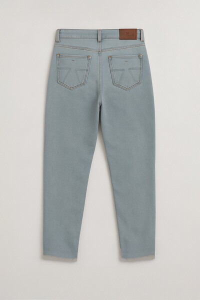 Bluewhite Women's Ice Blue Ripped Detailed Mom Jean Trousers