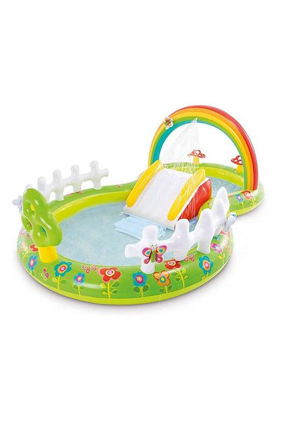 Intex Intex children's play center, made of PVC, with slide, 290 x 180 x 104 cm, green