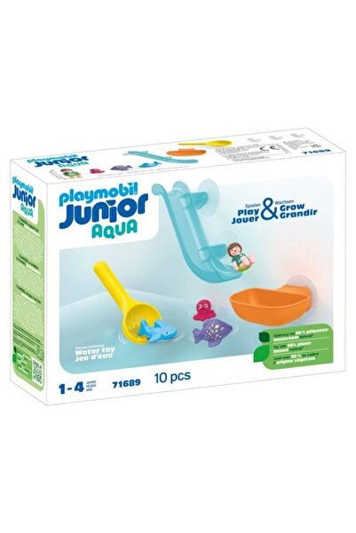 Playmobil Set jucarie de baie, Junior, tobogan de apa si animale marine, 18 luni+
