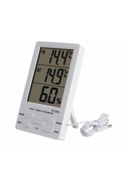 Dali Indoor/Outdoor Weather Station with Thermometer and Hygrometer, LCD Screen, 15x8.8x2.4cm, White