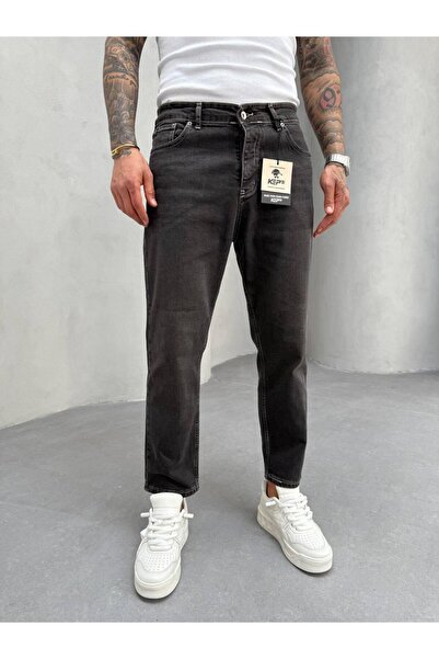 KağanKY Blugi Boyfriend material elastic cu cusături albe, spălat maro