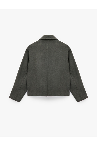 Koton Long Sleeve Pocket Button Double Breasted Short Cashmere Jacket