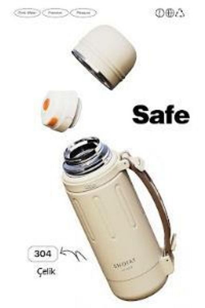 Shotay Durable Steel Thermos Flask 1500ml Cream