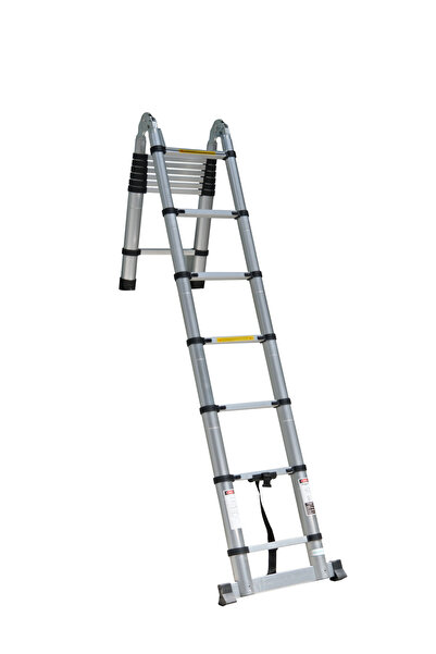 ASVERA Elmas Serisi - 7+7 Basamaklı Çift Yönlü Teleskopik Alüminyum Merdiven 4.4 m EN131