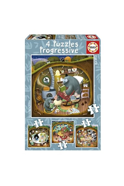 EDUCA Puzzle progresiv, Educa, Povesti din padure 4 in 1, 12/16/20/25 piese