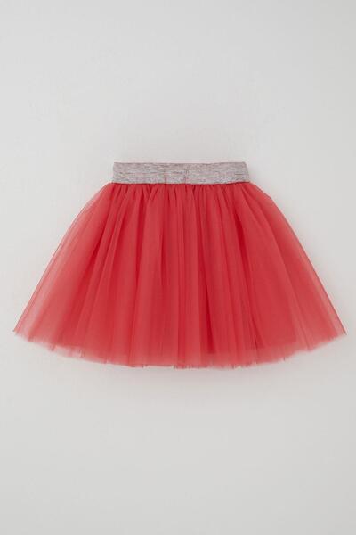 Breeze Girl's Tutu Skirt with Glitter Detail at the Waist, Elastic, Age 5-10, Coral