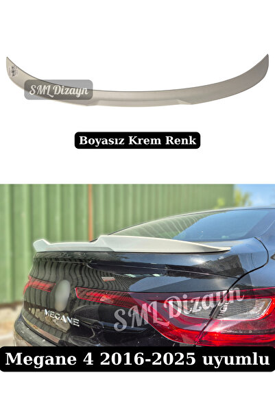 SML Dizayn Renault Megane 4 Spoiler Boyasız 2016-2025 Plastik Megan 4 Yarasa Spoyler Spoylır