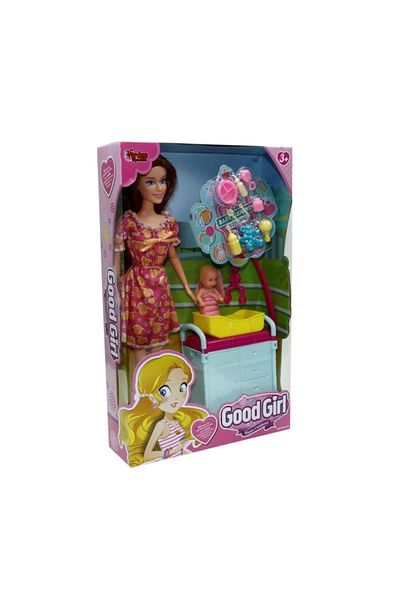 SepetBudur Child Wg- 115167   Boxed 29cm Baby with Cradle with Accessories - Vardem Toy