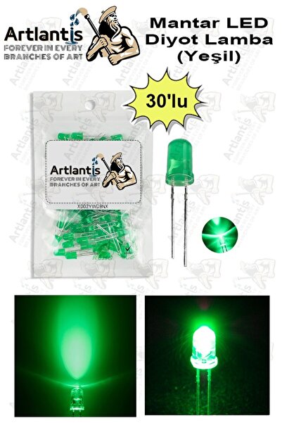 Artlantis Yeşil Mantar Led Diyot Lamba 30 lu 1 Paket Yeşil 4.8 mm Mini Mantar...