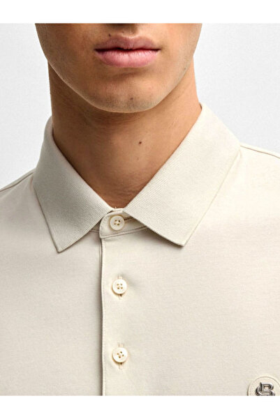 BOSS Erkek Polo Yaka Düğme Kapamalı Kısa Kol Bej T-Shirt 50520297-131