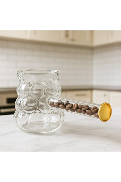 İnterlife وعاء قهوة زجاجي مع مقبض حبة القهوة مقاوم للحرارة، وعاء قهوة بتصميم عصري، 500 مل