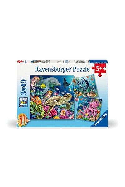 RAVENSBURGER Παζλ - Ζώα του Υποβρύχιου Κόσμου, 3 σε 1, 3x49 κομμάτια