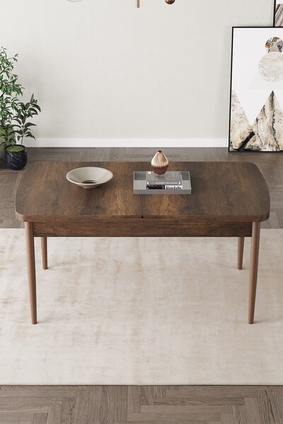 SHOOVVEL Lamina Barok Desen MDF 80X132 Ahşap Ayaklı Açılır Mutfak Masası, Yem...