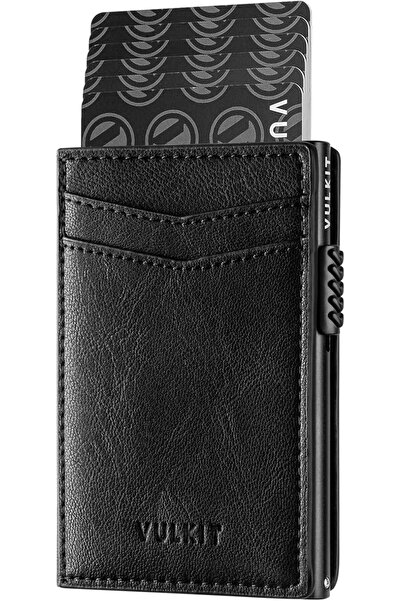 VULKIT محفظة رجالية رفيعة مزودة بحامل بطاقات منبثق ومحفظة معدنية تحجب تقنية ت...