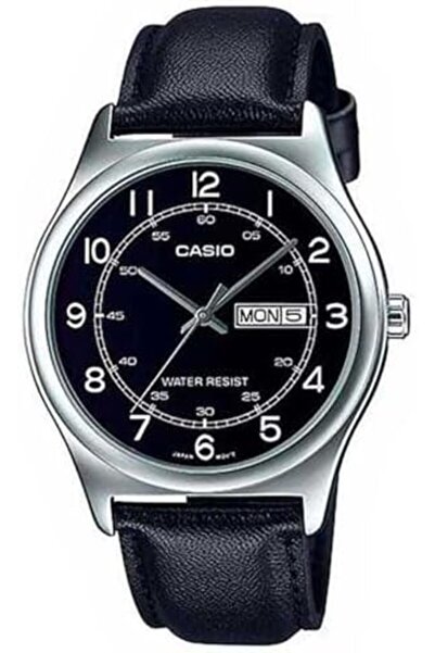 Casio Men's Black Dial Leather Band Watch - MTP-V006L-1BUDF