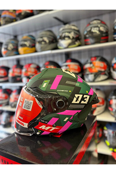 MT Helmets KASK MT COSMO SV SERGIO GARCIA D18 MAT PEMBE/YEŞİL