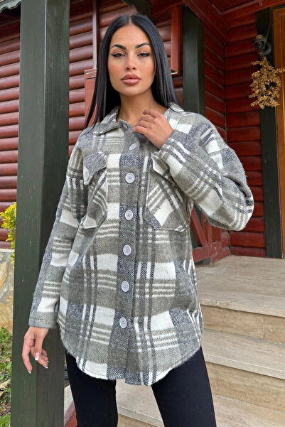 STİLVİA قميص كاكي منقوش، ناعم الملمس، مناسب للاسترخاء، قميص حطاب