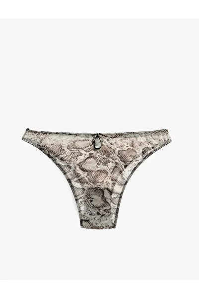 Koton Snakeskin Patterned Tulle Detailed Panties