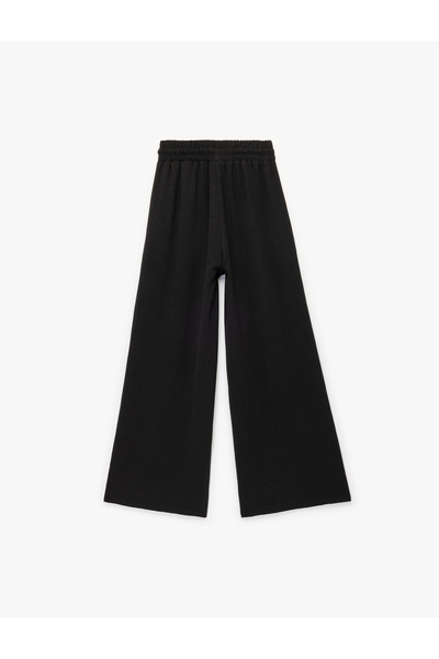 Koton Aerobin Fabric Wide Leg Palazzo Pants with Lace-Up Waist and Pockets