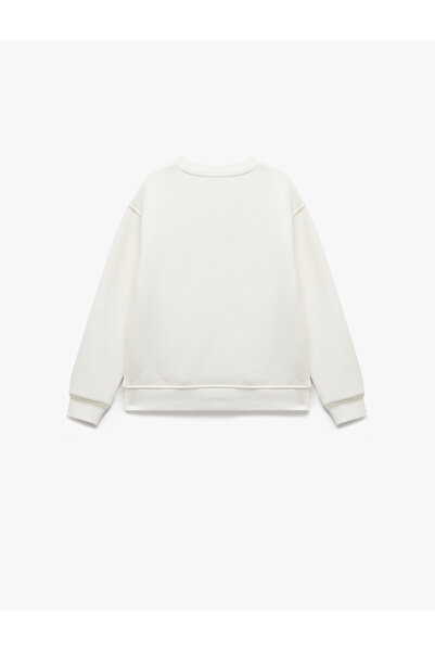 Koton Üç İplik Ayıcık Baskılı Uzun Kollu Bisiklet Yaka Sweatshirt