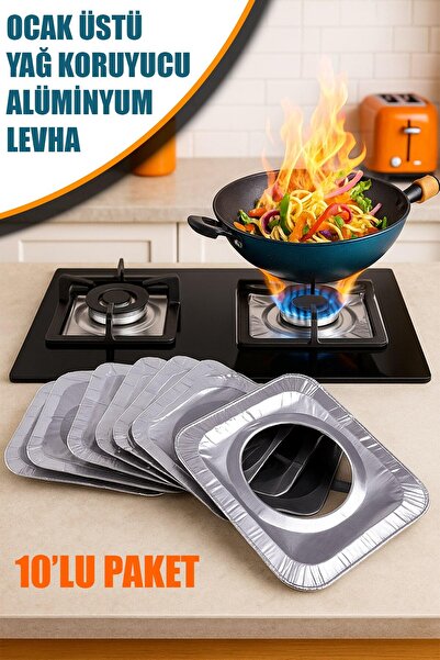 CMT 10 ADET KARE OCAK ÜSTÜ YAĞ KORUYUCU ALÜMİNYUM LEVHA