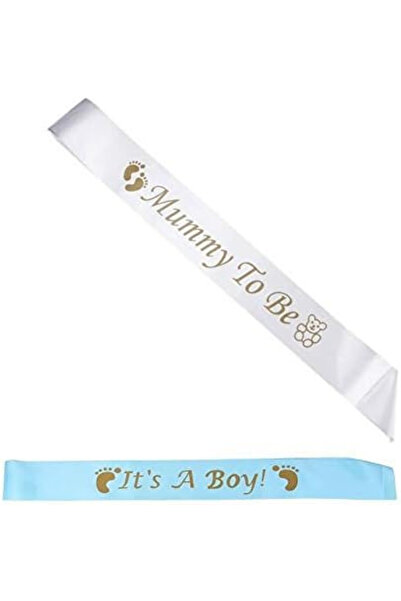 Veewon Set de 2 eșarfe botez, satin, alb/auriu/albastru