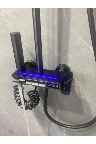 yediyapı Yedi Yapı Digital Isı Göstergeli Piyano Duş Seti Antrasit