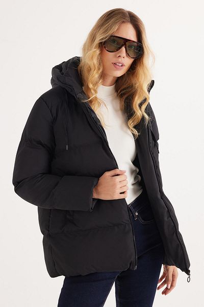 Tudors Women's Relax Fit Relaxed Cut Waterproof Hooded Black Coat