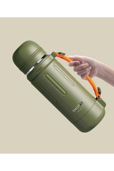 Shotay Durable Steel Thermos Flask 1500ml Green