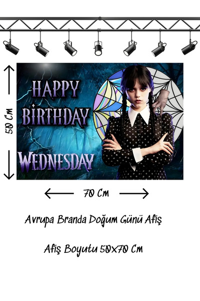 snowparty Banner za rođendan sa temom Wednesday Addams