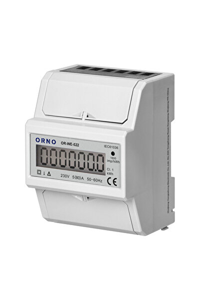 Orno Μονοφασικός μετρητής OR-WE-522, 80A, 230V, συχνότητα παλμών 1600 imp/kWh...
