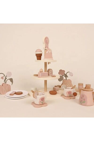 Woody Buddy - Afternoon Tea Snacks Playset - Pink - 19 Pcs