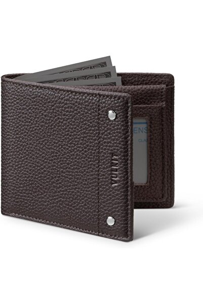 VULKIT Men's Bifold Wallet Genuine Leather RFID Blocking with Multiple Card S...