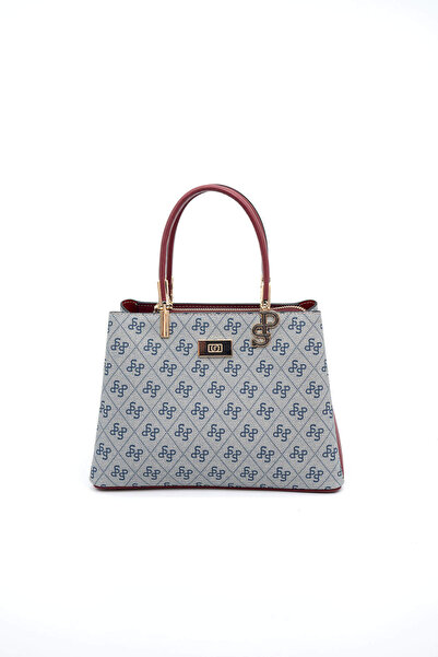 Silver Polo رمادي - حقيبة يد نسائية باللون الأحمر الداكن SP1098