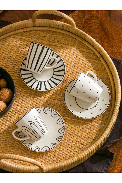 LC Waikiki Lcw Home Black Printed Coffee Cup Set for 3 Persons 90 ml