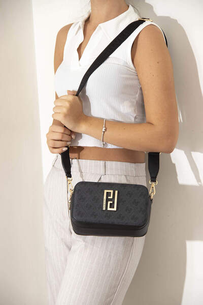 Silver Polo أنثراسايت - حقيبة كروس نسائية باللون الأسود Nv1078