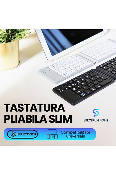 SpectrumPoint Universal Foldable Keyboard, wireless, Bluetooth connection, compatible with Windows, Android, IOS