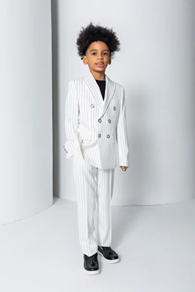 HAUSEkids 8-15 Years Bridcage Boy's 3-Piece Suit-Ecru