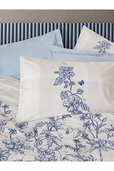 Cotton Box Σετ Παπλωματοθήκη Διπλό Linora Μπλε