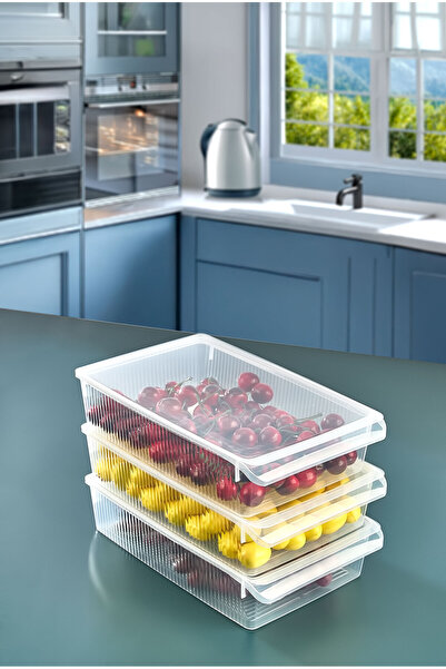 Estava Home 3 منظمات للثلاجة داخل الخزانة مع باب سعة 4 لتر