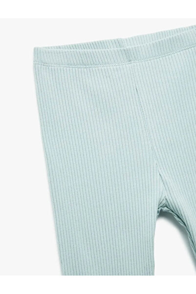 Koton Cotton Elastic Waist Ribbed Blue Baby Girl Leggings 6Wmg40016Ak